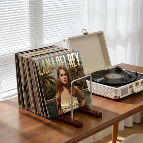 Image of Vinyl Record Storage Holder for 75 LPs, Solid Hardwood Record Stand, Album Rack Organizer, LP Storage & Magazine Holder, Gift for Music Lovers
