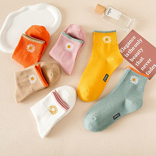 6/12 Pairs Womens Daisy Socks Vintage Patterned Crew Novelty Ankle Cute Floral Casual Dress Socks2