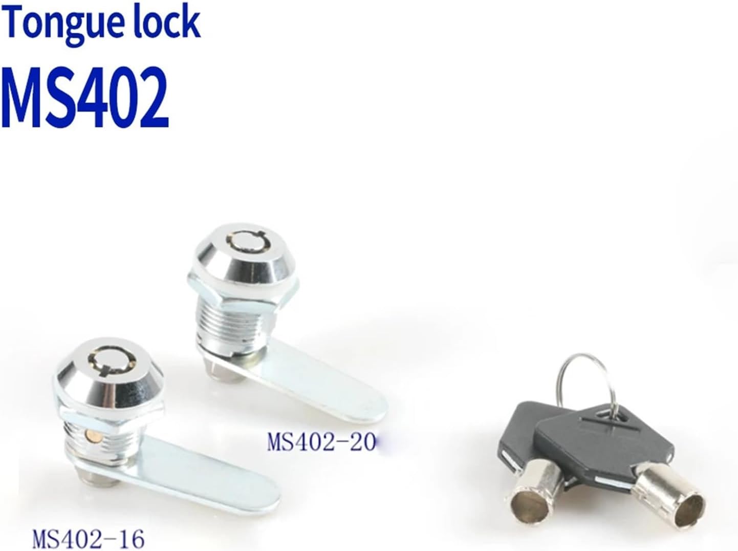 MS402 Electric Box Tongue Lock Flat Round Pin Tumbler Lock Copper Key Iron Box Mailbox Lock Tool Lock 1Pcs(MS402-16)