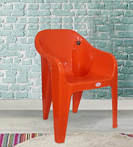 Image of PETALS Plastic Chairs Set of 4 Without Cushion | Arm Chair for Drawing /Living Room | Armchairs for Home /Office /Garden /Indoor & Outdoor | Cap Upto 150 Kgs | Orange, 4 Pcs, Bravo | 3 Years Warranty