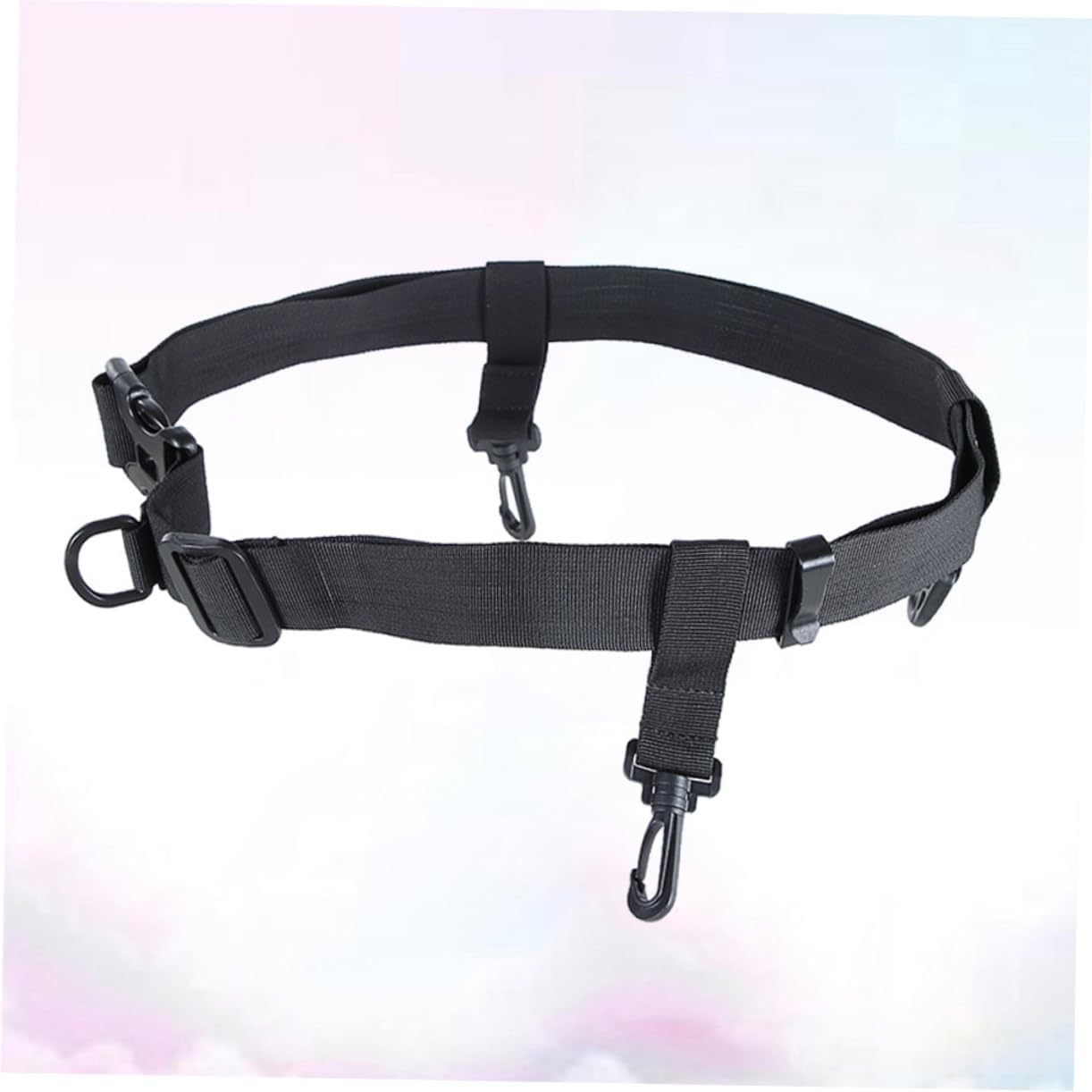 2 Pack Adjustable Fishing Waist Belt with Quick Release Buckle and D Ring | Nylon Build, Black Finish, Solid Strap, for Waders, Kayak Use, Surf Sessions