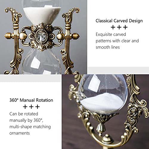 Rnuie Hourglass Sand Timer Decorative,360° Rotating Metal White Sand Watch 30 Min,Antique Hour Glass Decor For Office Desk- Crafts,Gifts(Bronze) #TOP3