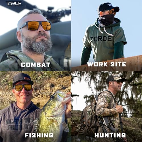 Image of TOROE Eyewear Matte Black RANGE XL Frame Sunglasses Light Weight TR90 Frame, Polarized Polycarbonate Lens (Matte Black | Black Emblem, Bronze (C3))