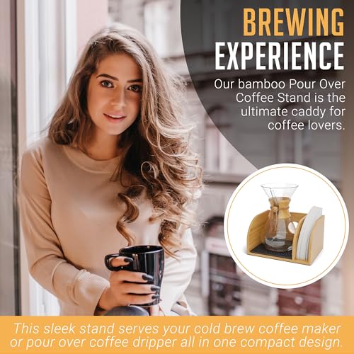 HEXNUB Caddy für Pour Over Kaffeemaschinen, Bambusständer passend für Chemex, Bodum, Cosori Karaffen, hitzebeständige Matte… – Ansicht 6