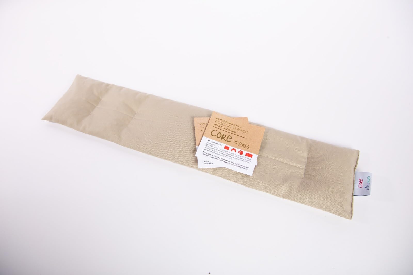 IL CIELO FIORITO - CORE, Fascia Riscaldante con Noccioli di Ciliegia, Cotone 100%, 65x15 cm, 750g, per Microonde, Linea Classica (Sabbia)