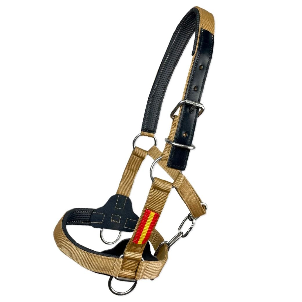 Los Nietos Cabezada cuadra nylon Dressage Talla COB Khaki
