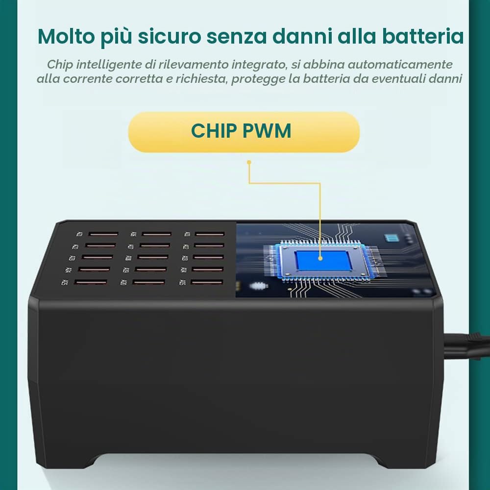 docooler Caricatore USB, 30 Porte, Stazione di Ricarica USB da 150 W Caricatore da Tavolo