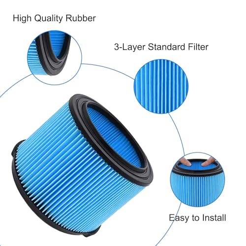 Image of 4 Pack VF3500 Replacement Filter for Ridgid 4 Gallon Vaccum, 4 Pack 26643 Fine Dust Filter for 3 /4 /4.5 Gallon Wet Dry Portable Vacuums, Replaces WD40700, WD30500