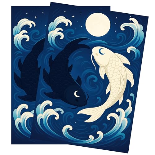 MTG Sleeves by Arcanum Industries 103 Matte Card Sleeves for Magic The Gathering & TCG - Premium Shuffle Feel & Borderless Art with Black Interior (Spirit Koi)
