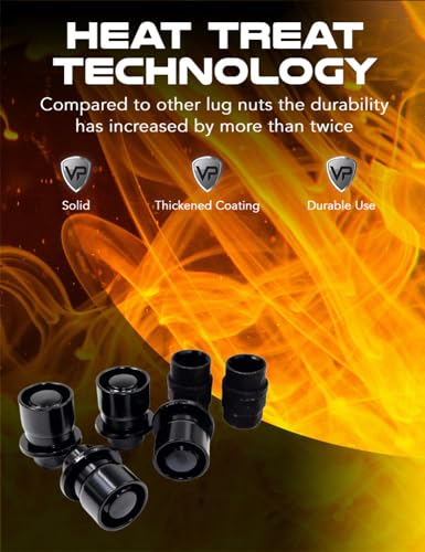 Set of 4 12x1.5 Veritek OE 1.47 Inch Mag Factory Style Replacement Black Lug Nut Wheel Locks with 2 Black Keys for Factory Wheels VPE-45700N2BK - Thumbnail 7