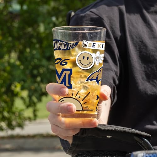Image of Logo Brands NCAA 16 oz Pint Glass - Durable Glass With Bold Team Color- Chip-Resistant Rim Drinkware For Fans, Tailgates, Home Bars & Everyday Use