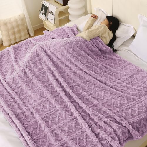 Image of HOKIPO Fleece AC Blanket Double Bed Queen, 200X230 Cm / 6.5X7.5 Feet, Lilac (AR-5743-VLT)