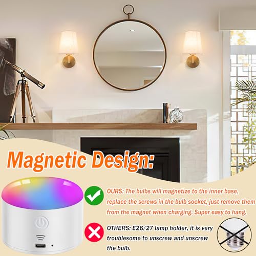Image of Wall Sconce Battery Operated Wall Light Fixure with Remote Control, Dimmable Battery Operated Wall Sconces Set Of Two, Indoor Wireless Wall Mounted Lamp with Rechargable Bulb For Bedroom Living Room (