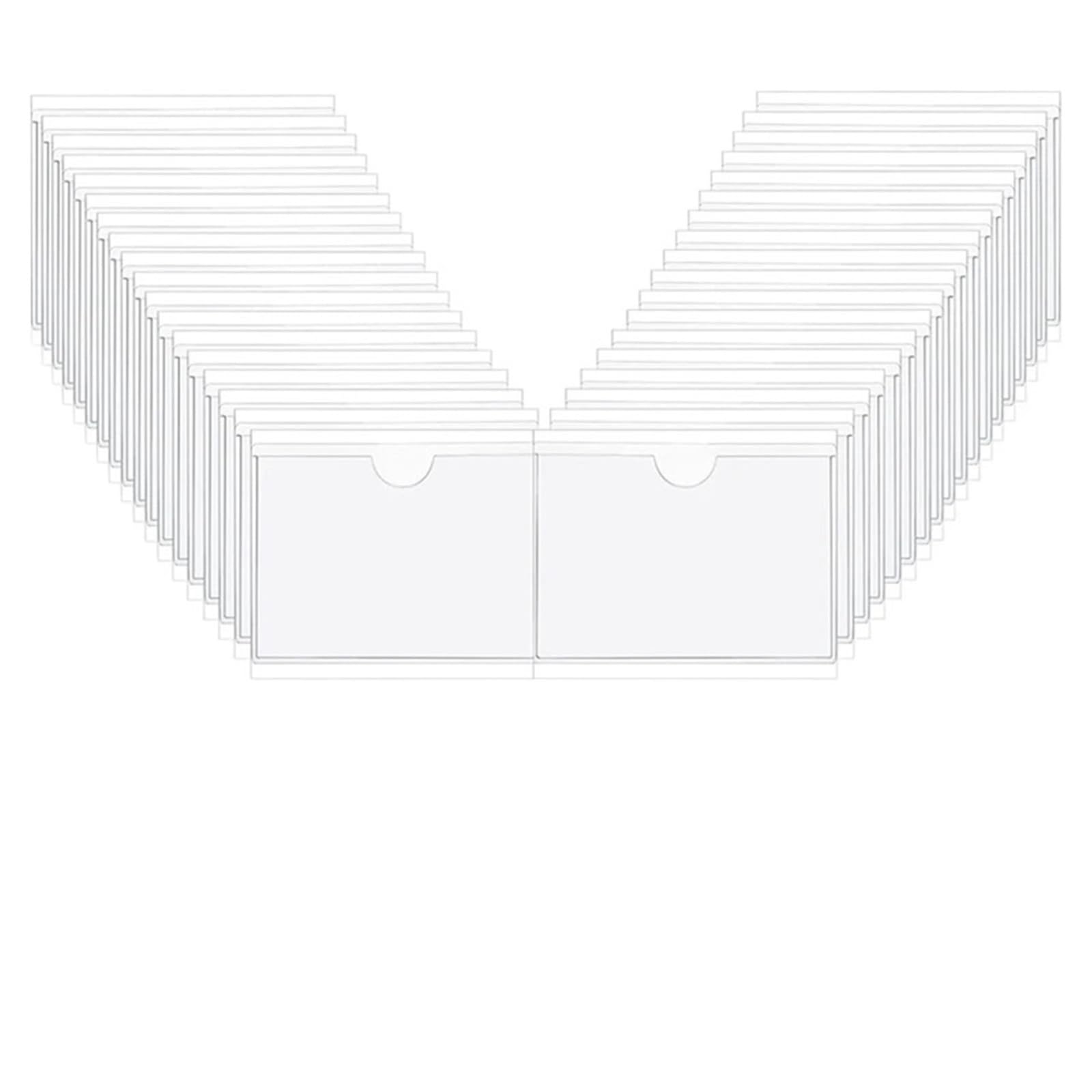 Hzomif 120Pcs Clear Self-Adhesive Index Card Pockets