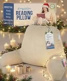 ComfortSpa Reading Pillow for Bed Adult Size, Back Rest Pillow with Arms, Pockets and Washable Cover; Use as a Back Pillow for Sitting in Bed for Bedrest or Relief from GERD Heartburn (Large Cream)