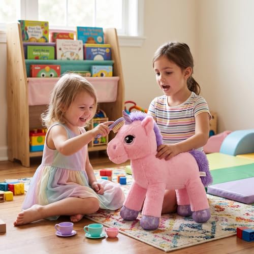 Image of HUG 'n' FEEL SOFT TOYS Giant Pink Unicorn Plush Toy [75cm ] - Large Cuddly Stuffed Animal Horse, Super Soft Huggable Pillow Doll, Magical Birthday Gift for Kids, Toddlers & Girls