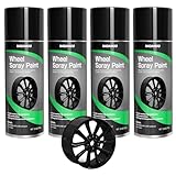 NADAMOO Aluminum Wheel Spray Paint, Semi-gloss Aerosol Car Rim Paint for Recolor and Protection of Metal Surface, Gloss Black, 4 Cans, 13 Oz Per Can