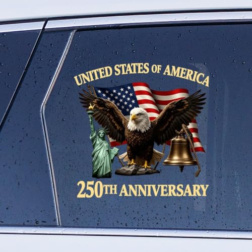 Image of 2pcs 250th Anniversary USA Car Sticker 1776-2026 Patriotic Eagle | Vinyl Decals for Vehicles One Nation Under God Patriotic Stickers USA 250th Anniversary Decorations for Trucks 10 inch