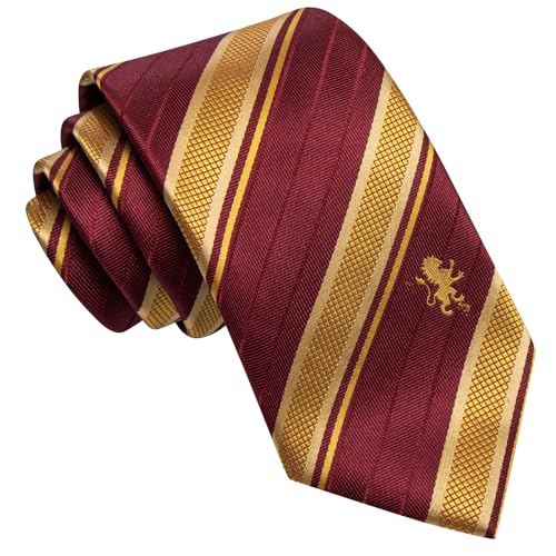 Image of Barry.Wang Silk Men Ties Formal Stripes Necktie and Tie Clip for Wedding Party Business Fashion Classic