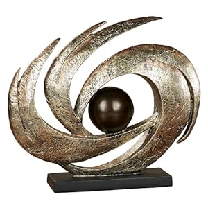 Touch of Class Contemporary Earths Motion – Aged Gold – Table Sculpture Art Decor – Modern Abstract Aesthetic, Swirling Design, Orb Center – Made of Resin, 12 Inches High, 15 Inches Wide