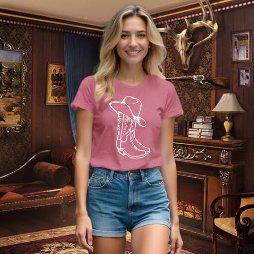 Western Shirts for Women Cowgirl Tshirt Country Themed Tee Tops2