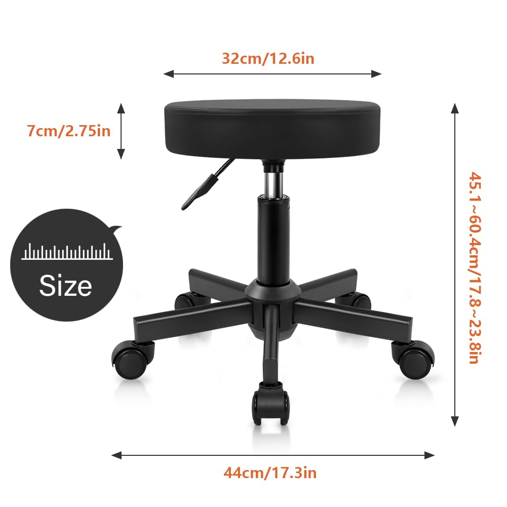 Amazon.com: KKTONER Round Stool Rolling Stools PU Leather