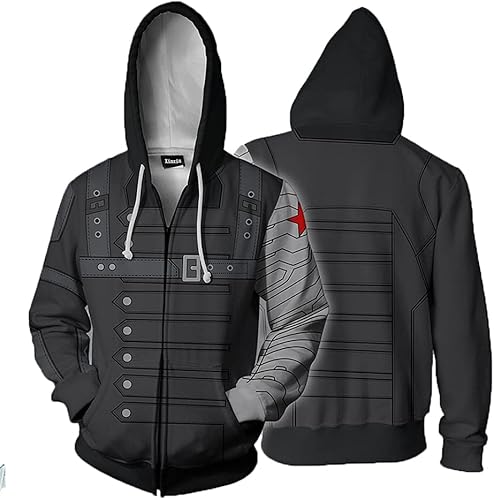 Miniatura 3 de Xinxin Winter Soldiers Anime 3D Cosplay Cardigan Zip Sudadera con capucha Unisex Adulto