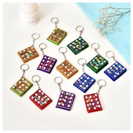 Craftam Handicraft Multicolor Keychain Keyring Diary Best for Gift and Parsonal Use. (Set of 12)