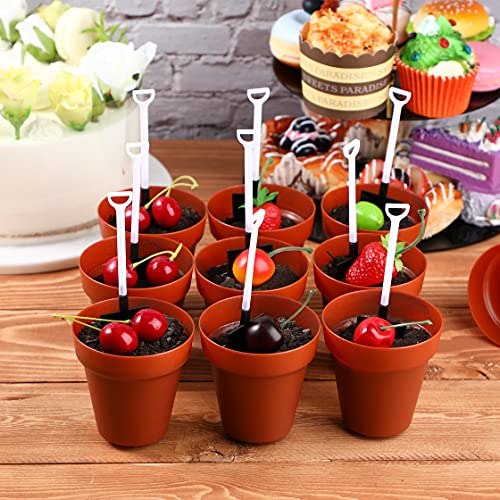 Plastic Dessert Cups With Shovel Spoons, Flowerpot Cake Desserts Cups For Construction Birthday Party Supplies, Ice Cream, Diy Baking, Cupcakes, Yogurt, Pudding And Jelly Shot #TOP6