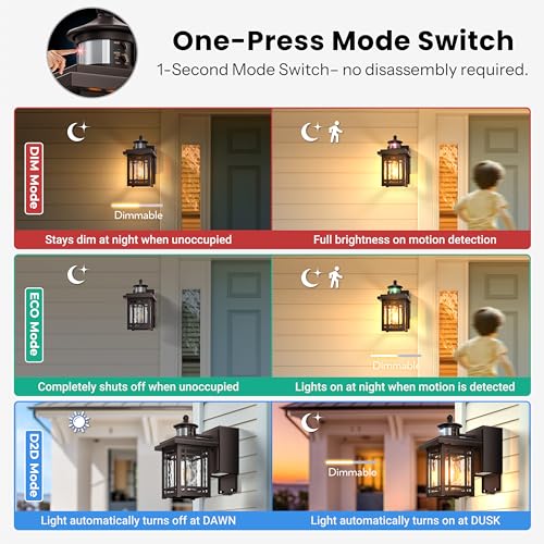 Image of Gleamz Outdoor Porch Light with Outlet, 2-Pack Motion Sensor Outdoor Porch Lights, Oil Rubbed Bronze Dusk to Dawn Outside Garage Lights for House, Waterproof Front Door Light Fixture for Patio, Coach