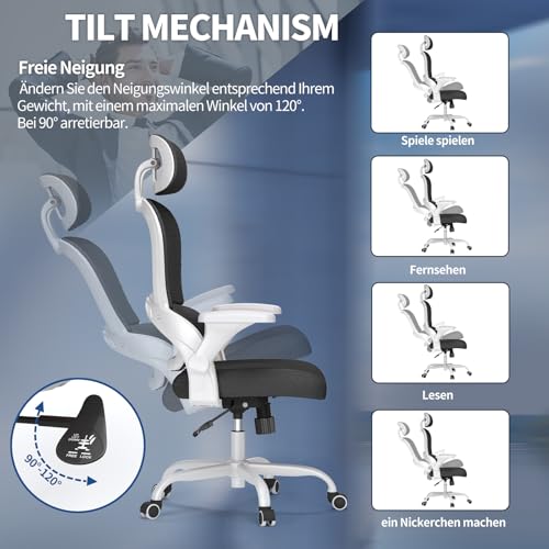 Image of TRALT Office Chair Ergonomic Desk Chair, 330 LBS Home Mesh Office Desk Chairs with Wheels, Comfortable Gaming Chairs (1, White, Black)
