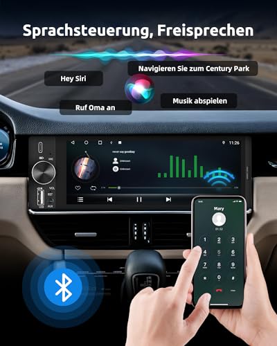 ESSGOO 6.36 Zoll Autoradio mit Wireless Carplay und Android Auto, HD IPS Bildschirm Auto Display Bluetooth Radio mit Mirror Voice Control Mirror Link FM