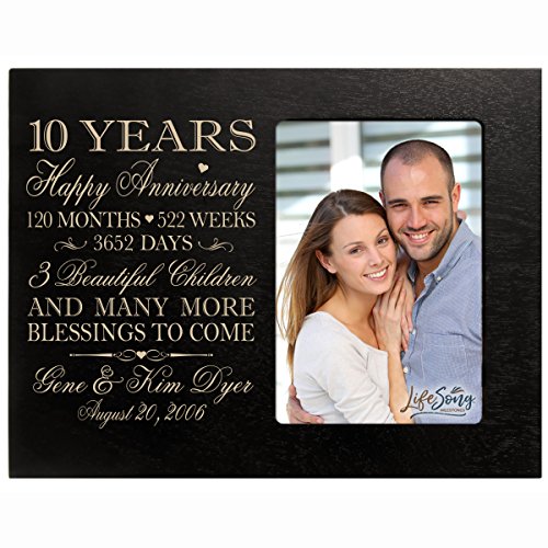 LifeSong Milestones- Personalized 10th Wedding Anniversary Picture Frame, 10th Anniversary Picture Frame for Couple, 10th for Him and Her,10 Years of Marriage, 120 Months of Love (Black)