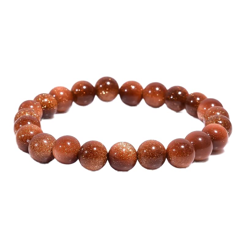 Bracelet pierre de sable doré 8mm extensible bijoux de lithothérapie guérison et méditation