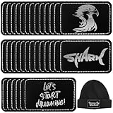 50 Pack Blank Leatherette Hat Patch with Adhesive, Rectangle Laserable Leatherette Patch, Faux Leather Patches for Hats Custom Fabric Repair Sew Laser Supplies (Black Silver, 3 x 2 Inches)