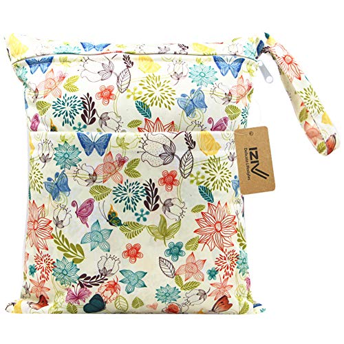 iZiv Bébé Sacs à Couche Lavable Réutilisable Imperméable, Sac Nappy, Sac de Couche à Langer Suspendre Lavable et Imperméable Réutilisable Organisateur, Double Fermeture à Glissière Impression
