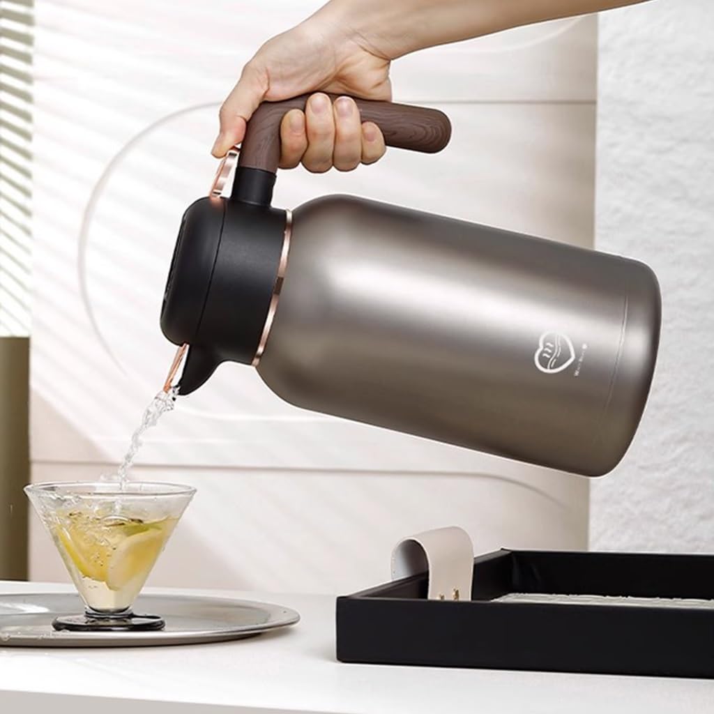 Caraffa termica da 2 litri, in acciaio inox, per caffè, acqua calda, tè e bevande