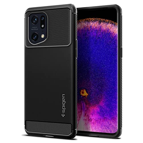 Spigen Rugged Armor Coque Compatible avec Oppo Find X5 Pro - Noir Mat