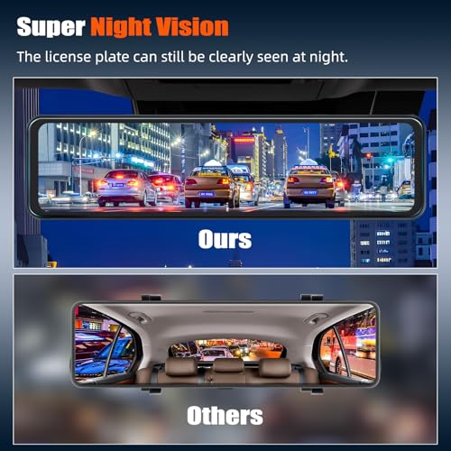11.26\" Mirror Dash Cam,1080P Touchscreen Rear View Mirror Front and Rear View Dual Cameras,Super Night Vision,G-Sensor,Loop Recording,Parking Assistance,24H Parking Monitor,HD Waterproof Backup Camera