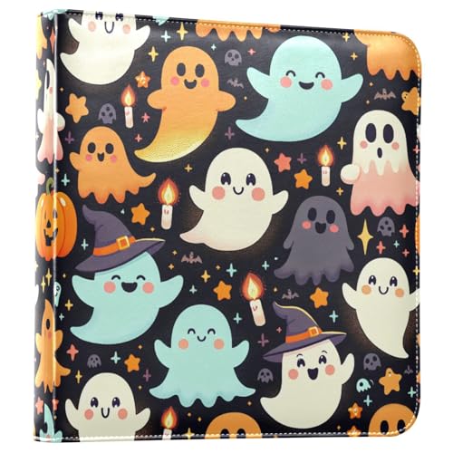 Álbum de Fotos Scrapbook Adhesivo de PU Cuero Halloween Fantasmas Libro de Fotos de 3 Anillos 40 Páginas 8x10 para Memorias miniatura 1