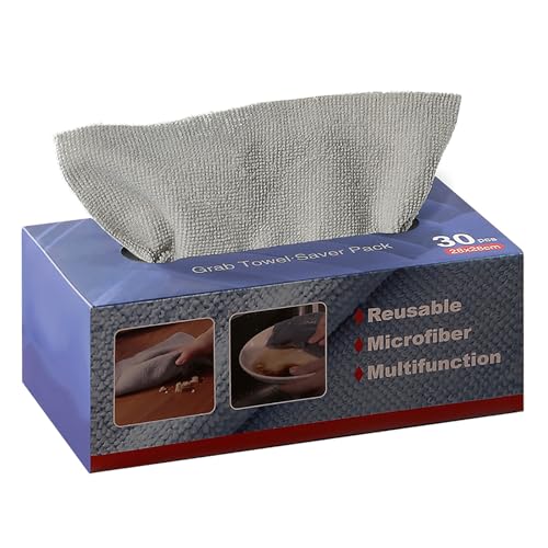 PODSJD Bayetas Desechables de Microfibra Super Absorbentes 100 Unidades con Dispensador - Limpieza Eficaz, Uso Multiusos para Cocina y Hogar