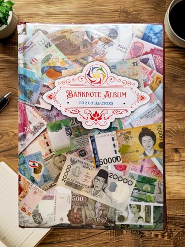 Image of Aesthetic Design 60 Packet Banknote Album Collection Book, Acid-free, PVC-free sleeves Album for World Currency Collection