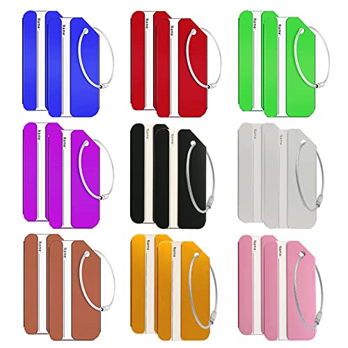 Étiquettes de bagage en alliage d'aluminium BetterJonny pour valises de voyage - Lot de 18