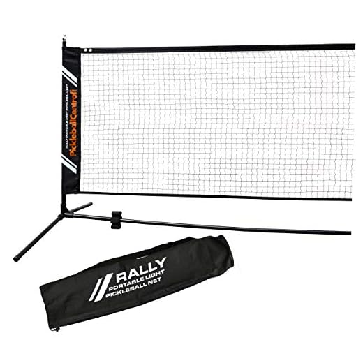 Rally Portable Light Pickleball Net - 20 Foot Lightweight Portable Pickleball Net and Frame - Regulation Height - Easy Set-Up and Take Down (Enhanced Strength Steel Tube Frame + Net + Carry Bag)