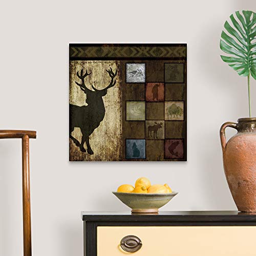 Black Deer, Checkered Canvas Wall Art Print, Deer Artwork #TOP3