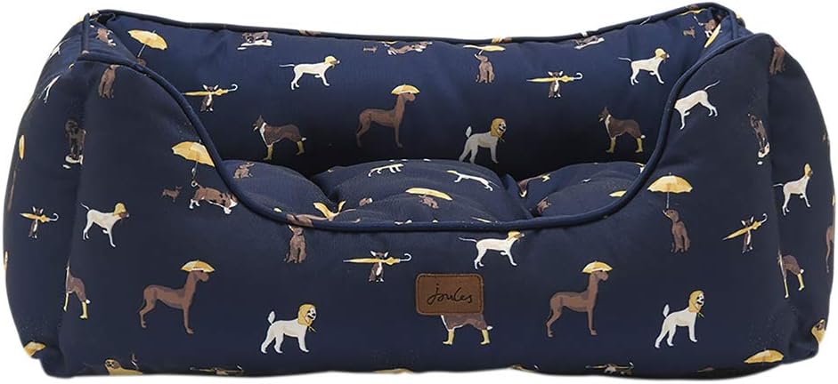 Rosewood Joules Raining Dogs Print Box Dog Bed, Small