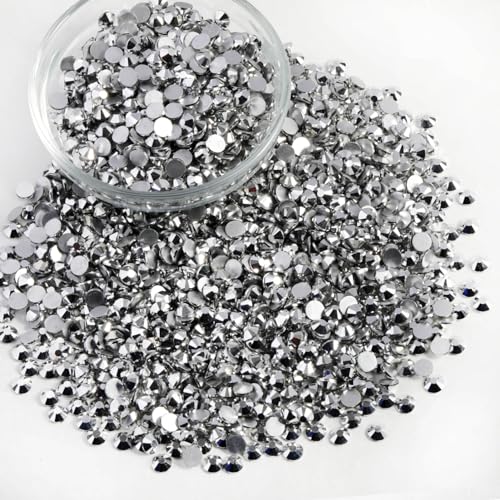 Image of Beadsland Flat Back Rhinestones Bulk, Silver Hematite, SS10, 14400pcs | Flatback Glass Gems for Nails Crafts Clothes DIY Decoration, Glue Fix, 2.7-2.9mm
