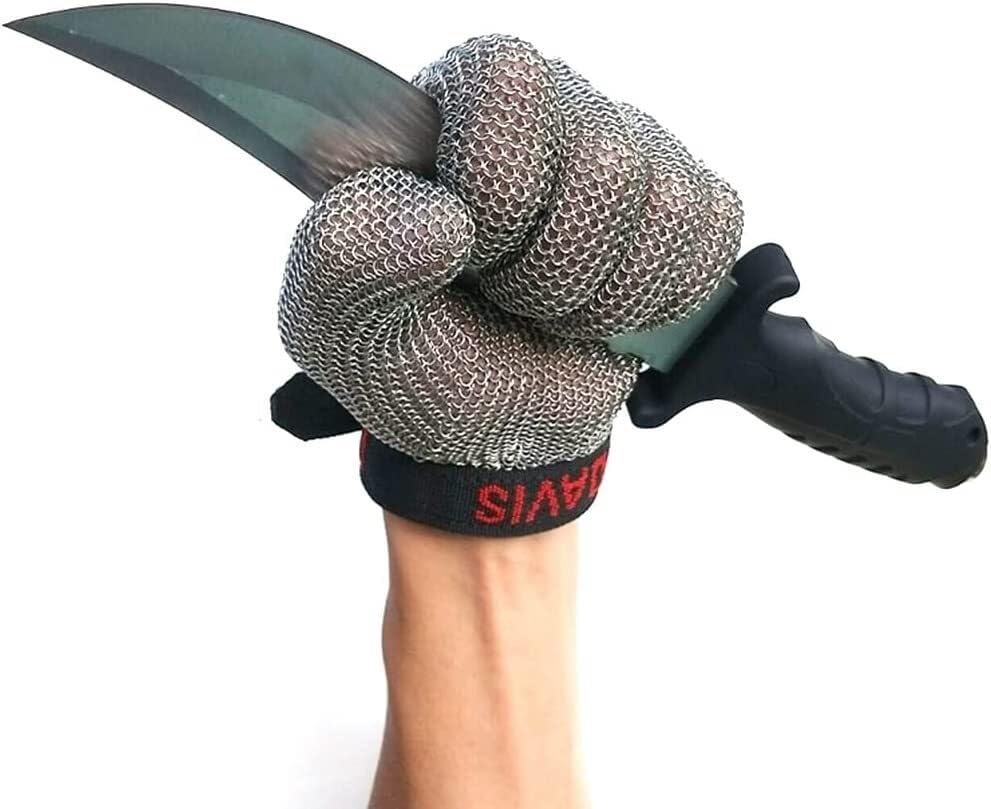 Anti-cut Gloves Stainless Steel Cut Resistant Gloves, Safe Working Butcher Gloves, Woodcarving Glass Cutting Machinery Factory Chain Armor Gloves, 2 Pcs(Small)