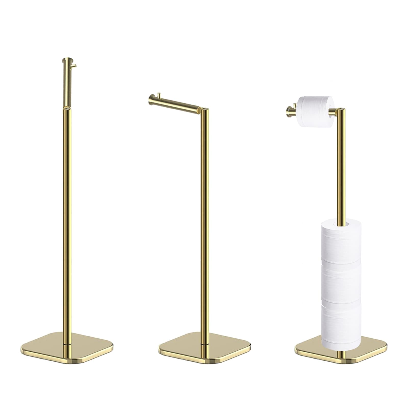 Toilet Roll Holder Free Standing with Heavy Duty Base, Stainless Steel Toilet Roll Holder for 6 Rolls, Stylish Chrome Finish