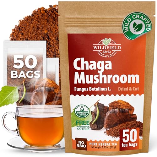 Image of 50 Bags Chaga Tea Chaga Mushroom Tea Herbal (Inonotus Obliquus) - 50 Count 1.5g Bags Herb
